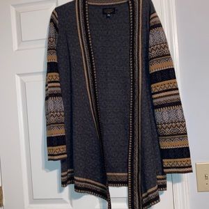 Wool Blend Icelandic Open Front Cardigan - Large